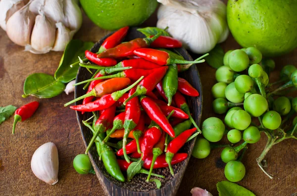 Peperoncino rosso e molte spezie — Foto Stock