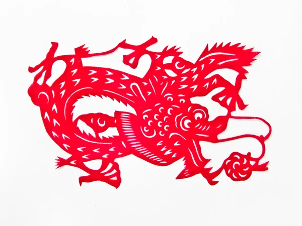 Papel chino arte dragón cortado — Foto de Stock
