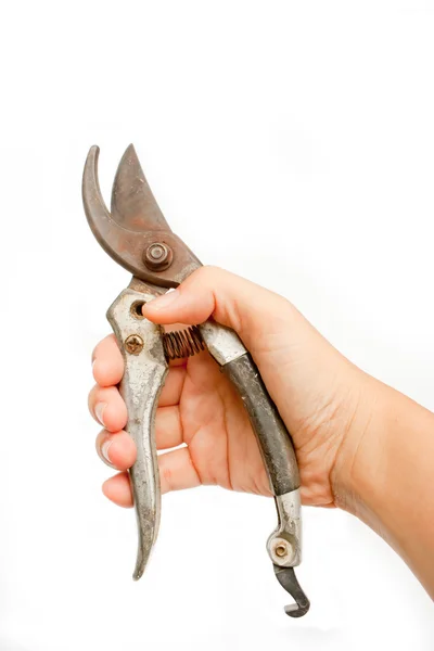 Rdza metalowe nożyczki w ręku — Zdjęcie stockowe