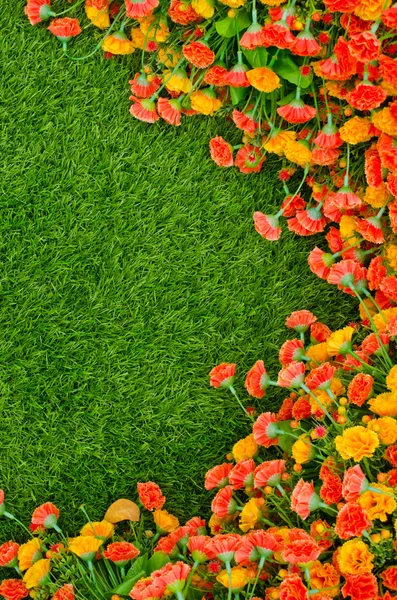 suni çim alan ve çiçekler