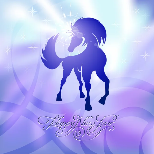 青い馬新しい年のシンボル — ストックベクタ