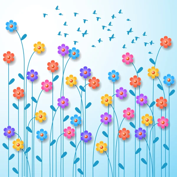 Ramo de primavera de flores silvestres — Vector de stock