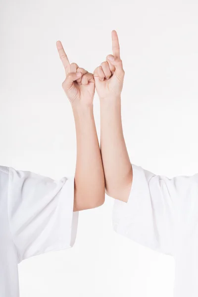 Two women's hand showing fingers up — Stock Photo, Image
