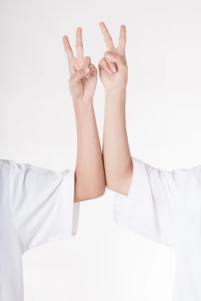 Two women's hand showing fingers up — Stock Photo, Image