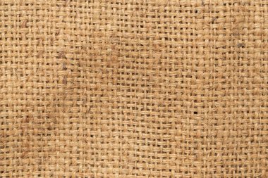 Arka plan için doğal kahverengi çuval bezi desenli, kapat