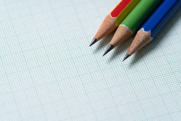 Close Pencils Graph Paper Background Education Concept — Stok fotoğraf