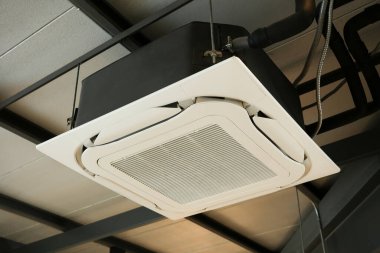 Close up air conditioning central system installed on the ceiling
