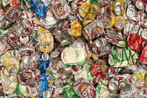 Bangkok Tajlandia Października 2022 Aluminium Can Package Recycle Environment Industry — Zdjęcie stockowe