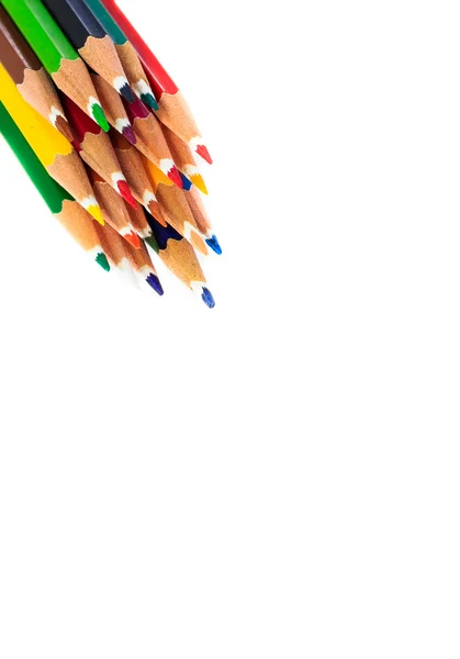 在白色背景上隔绝的彩色铅笔 — 图库照片