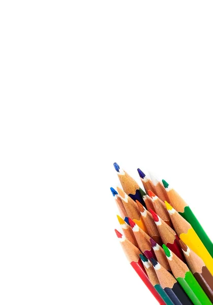 Color pencil on white background ,to use template ppt. — Stock Photo, Image