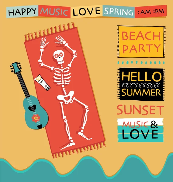 Yaz, beach party Tasarım poster veya el ilanı — Stok Vektör
