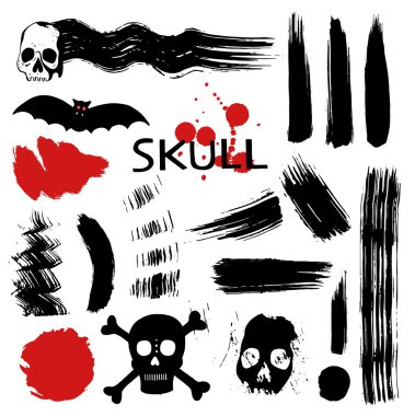 Cadılar Bayramı vektör ayarla: korkunç dokular, kafatasları ve kan