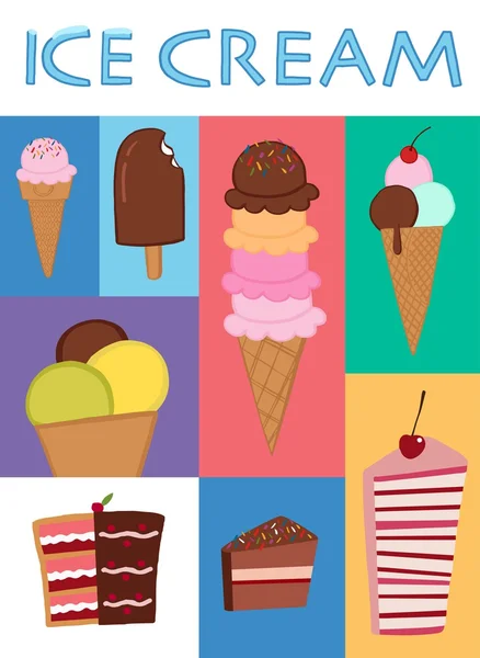 Cartaz estilo retro com diferentes tipos de doces — Vetor de Stock