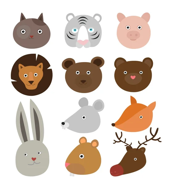 Set of cute animal icons — Stock Vector