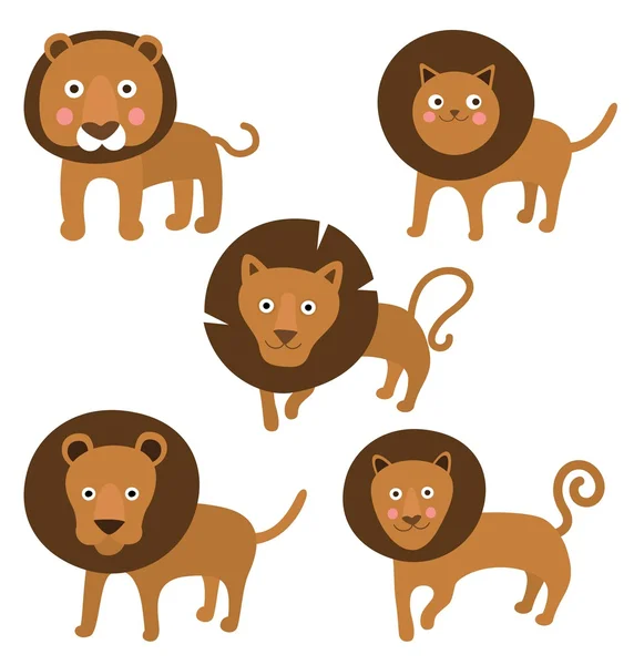 Illustrated lion collection — Stock Vector