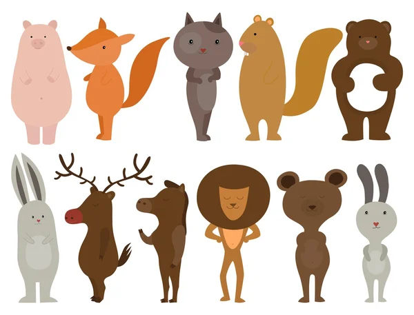Conjunto de ícones de animais bonitos Vetores De Stock Royalty-Free