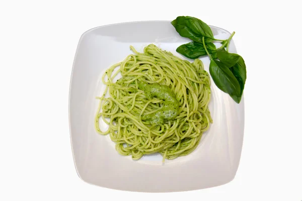 Spaghetti with pesto — Stock Photo, Image