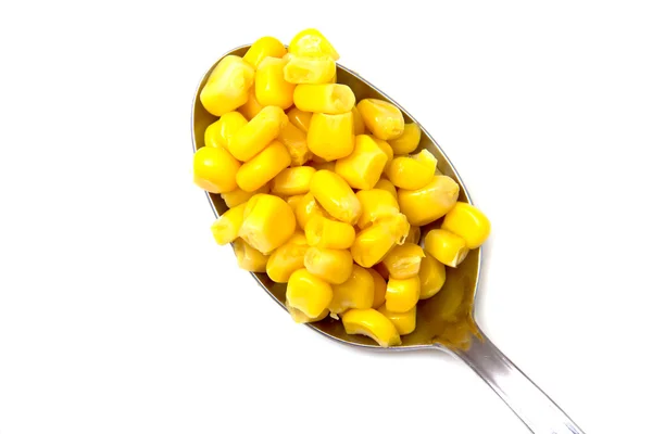Corn on spoon — Stock Photo, Image