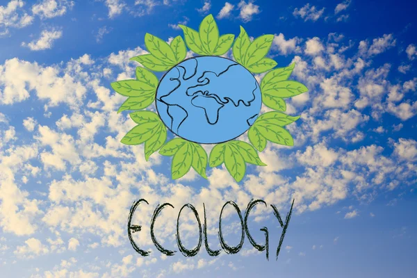 Surreale Interpretation von Green Economy, Planet Erde mit Blättern — Stockfoto