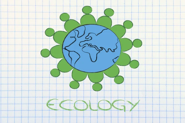 Interprétation surréaliste de l'économie verte, planète Terre avec vert — Photo