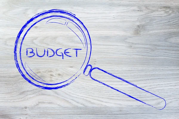 Fokus auf Budget, Lupendesign — Stockfoto