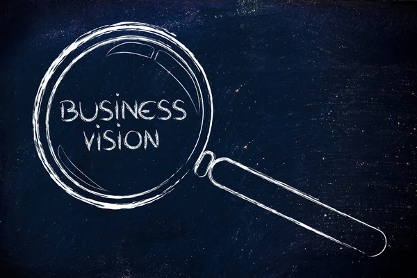 ビジネス ビジョンと虫眼鏡デ管理に焦点を当ててください。 — ストック写真