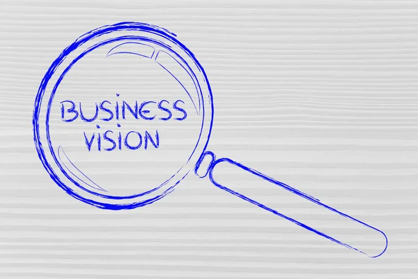 Focusing on business vision and management, magnifying glass des — Stock Photo, Image