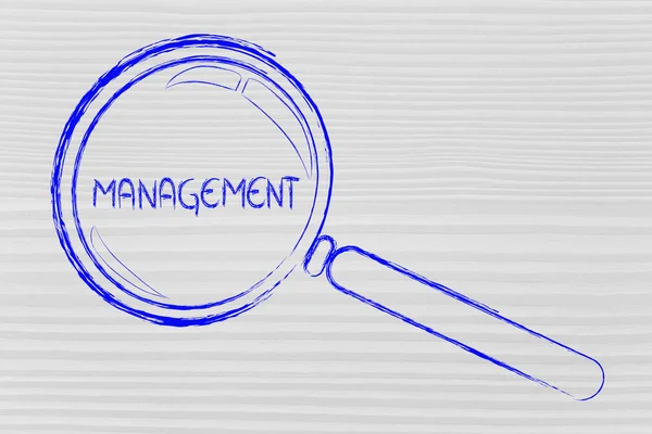 Focusing on business vision and management, magnifying glass des — Stock Photo, Image