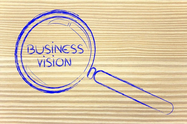 Focusing on business vision and management, magnifying glass des — Stock Photo, Image