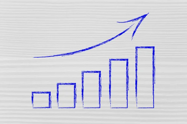 Stats graf visar tillväxt och positiva resultat — Stockfoto