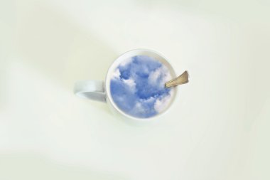 cup of coffee with sky, symbol of energy & imagination clipart