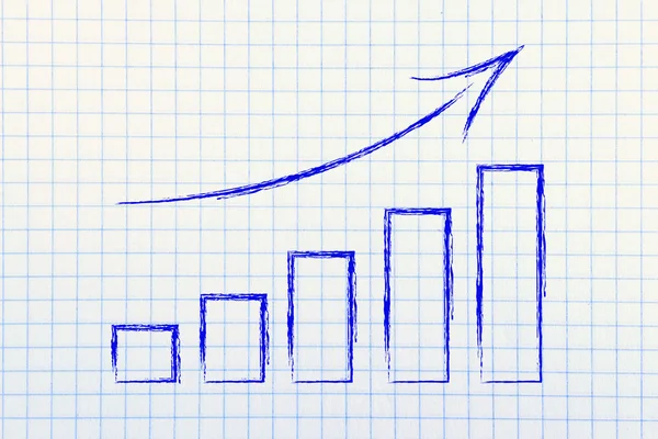 Stats graph showing growth and positive results — Stock Photo, Image