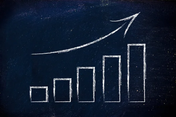 Stats graph showing growth and positive results — Stock Photo, Image