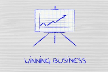 Toplantı Oda beyaz tahta stand ile pozitif durum grafiği