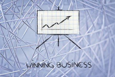 Toplantı Oda beyaz tahta stand ile pozitif durum grafiği