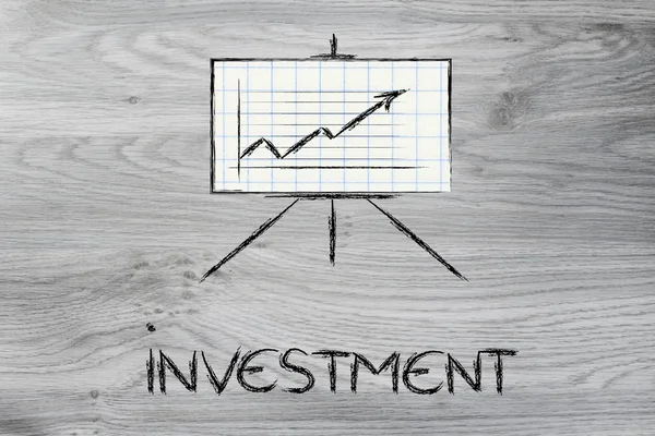 Pizarra de sala de reuniones con gráfico de estadísticas positivas — Foto de Stock