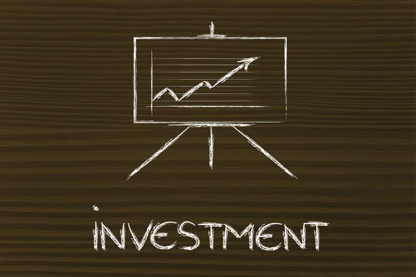 Möte rum whiteboard stå med positiv statistik diagram — Stockfoto