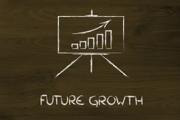 Möte rum whiteboard stå med positiv statistik diagram — Stockfoto