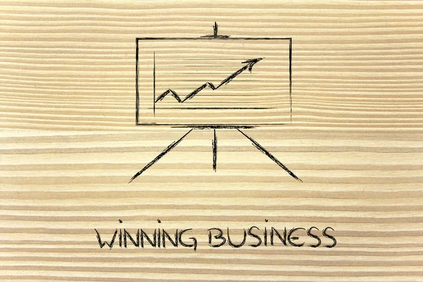 Meeting room whiteboard stand with positive stats graph — Stock Photo, Image