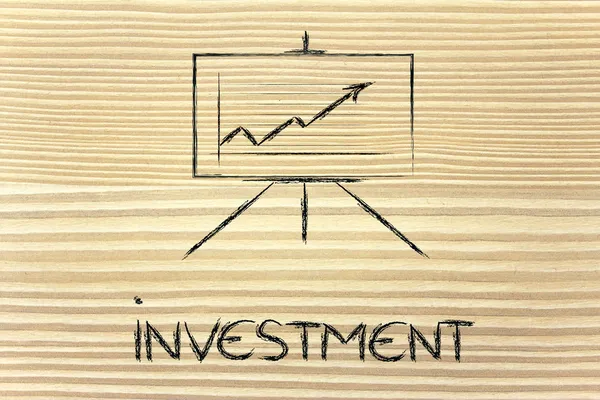 Whiteboard-Ständer für Besprechungsräume mit positiver Statistik-Grafik — Stockfoto