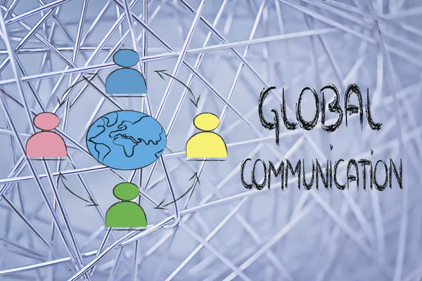 Globale Unternehmenskommunikation, vernetzte Menschen auf der ganzen Welt — Stockfoto