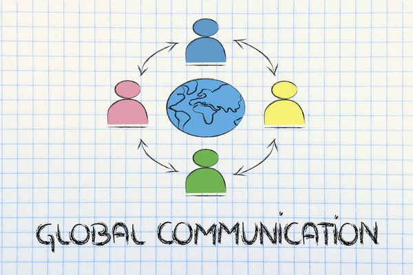 Comunicação empresarial global, pessoas conectadas em todo o mundo — Fotografia de Stock