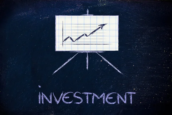 Whiteboard-Ständer für Besprechungsräume mit positiver Statistik-Grafik — Stockfoto