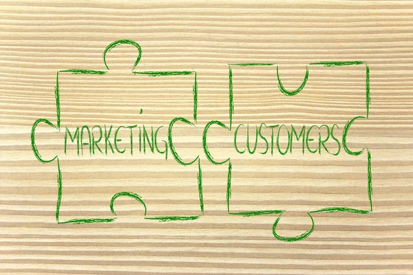 Marketing and customers,jigsaw puzzle design — Stock Photo, Image