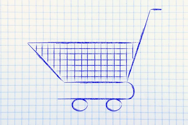 Carrello, simbolo delle tecniche e della strategia di marketing — Foto Stock