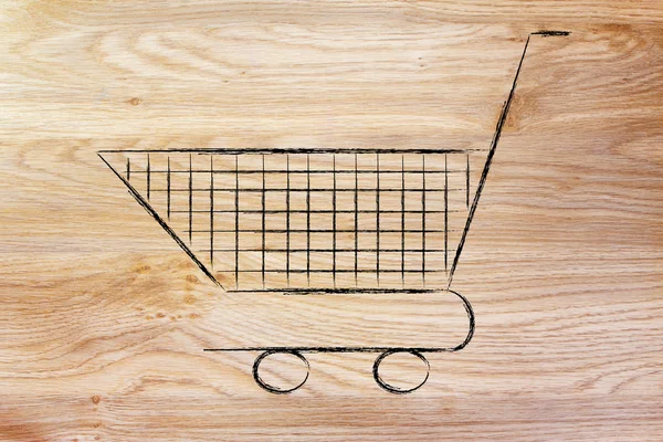 ショッピングカート、マーケティングのテクニックと戦略のシンボル — ストック写真