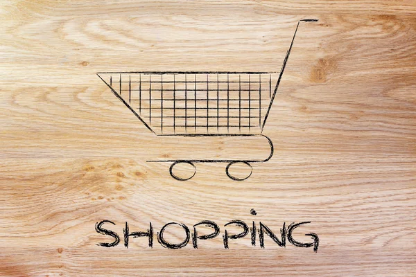 Shopping cart, symbol of marketing techniques and strategy — Stock Photo, Image