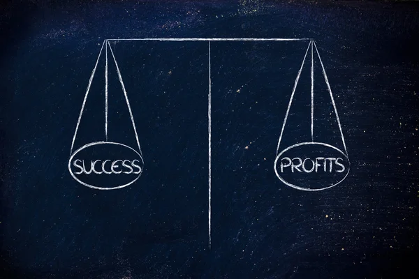 Balance measuring success and profits — Stock Photo, Image