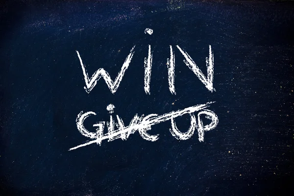 Win vs. give up concepts on blackboard — Stock Photo, Image