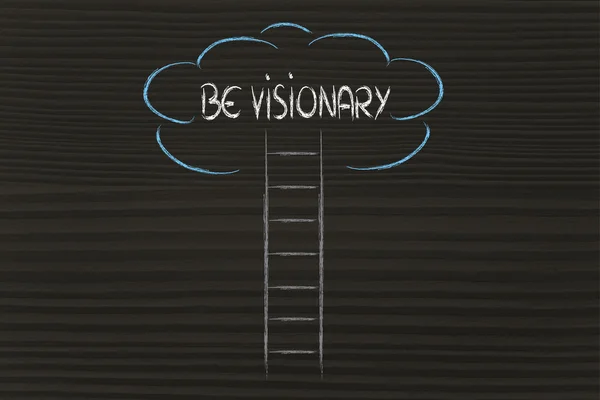 Be visionary: ladder leading to the clouds — Stock Photo, Image